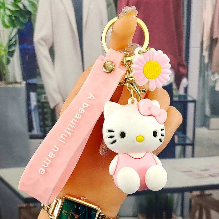 Wholesale  Cat Keychain Cute Cartoon Bag Pendant Push  Keychain Car Keychain