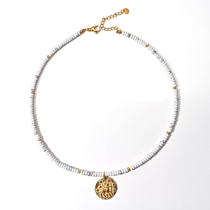 Wholesale Original Jewelry Design Colorful Natural Stone Necklace Stainless Steel Twelve Constellation Necklace Personalized Matching
