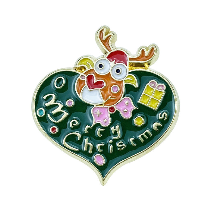 Wholesale Christmas Cartoon Brooch Set Santa Reindeer Tree Bell Zinc Alloy Pins Chic Holiday Party Accessor MOQ≥2y