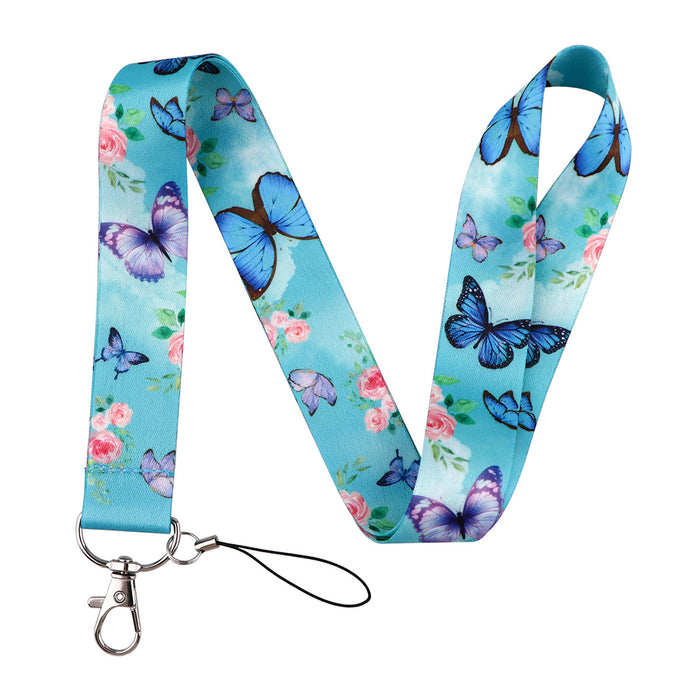 Wholesale Butterfly-shaped phone lanyard Keychain with a rigid card holder