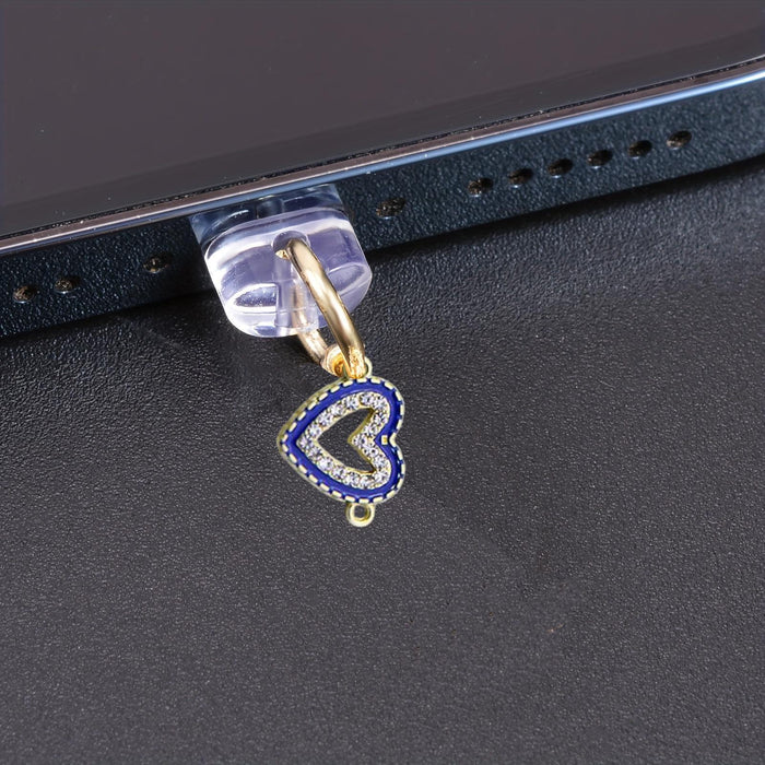 Wholesale Diamond-encrusted heart pendant dust plug portable charm