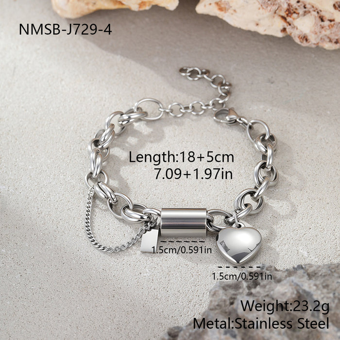 Wholesale Heart-shaped pendant chain stainless steel bracelet