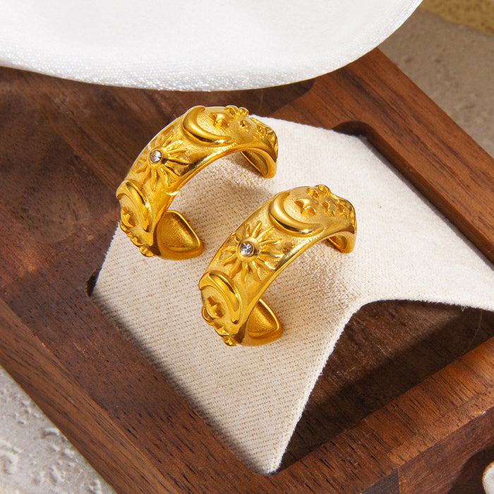 Wholesale embossed sun moon star opening bracelet