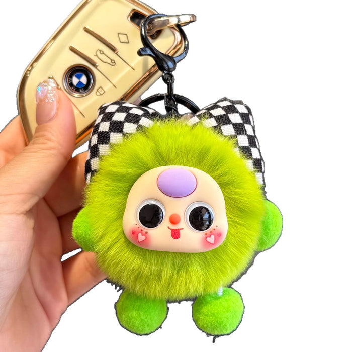 Wholesale Bowknot Small Coal Ball Fuzzy Keychain