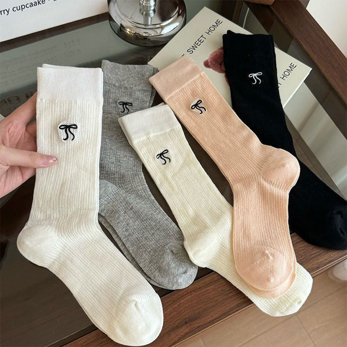 Wholesale Socks, thin, mid length, butterfly knot, long tube, breathable, mesh, stacked socks