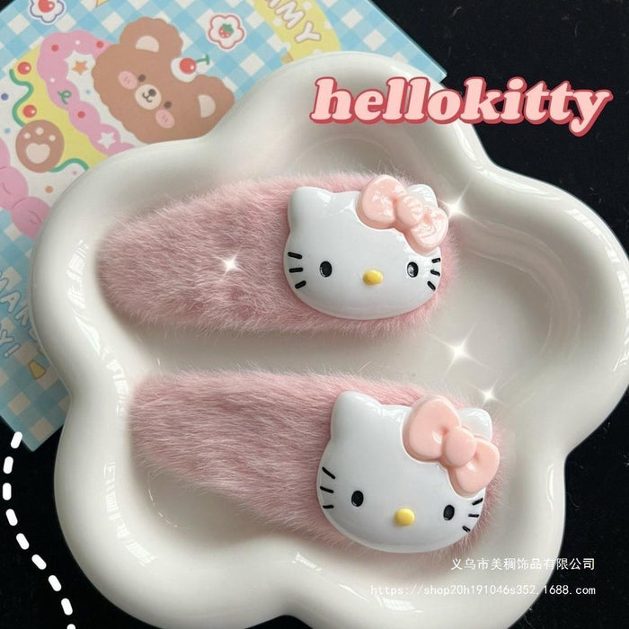 Wholesale plush cat cute cartoon Hair Clips large side