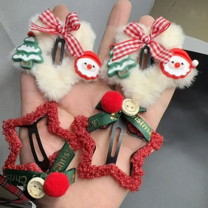 Wholesale Plush Christmas Star Hair Clip Cute Yarn Bangs Side Clip For Women Girls Party Gift Boutique Hair Accessory