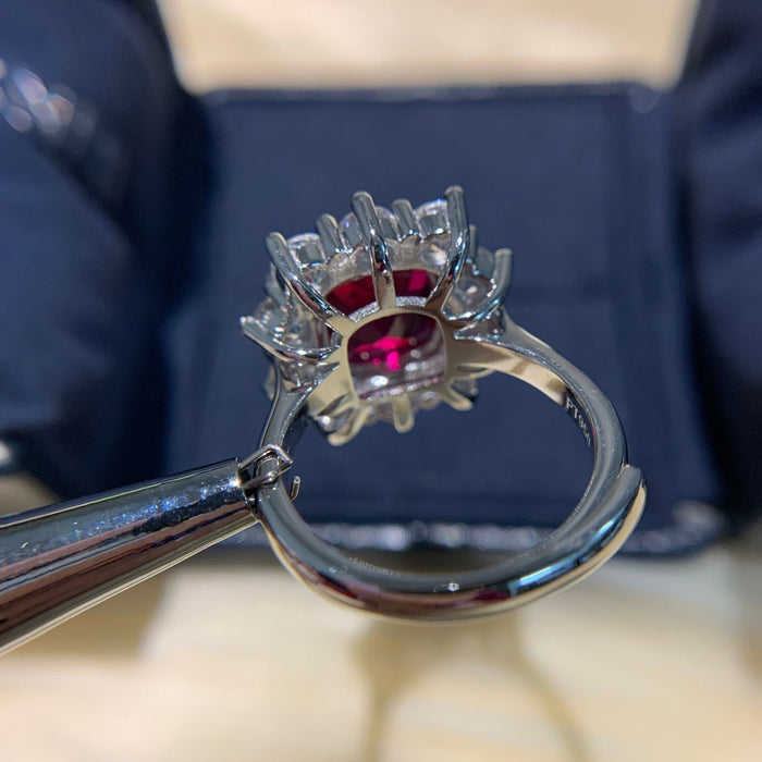 Wholesale Light luxury red tourmaline adjustable ring earring accessory set