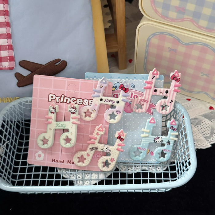 Wholesale Cat Music Note Duckbill Hair Clips For Girls Cute Pink Resin Hair Accessory Trendy Fashion Gift