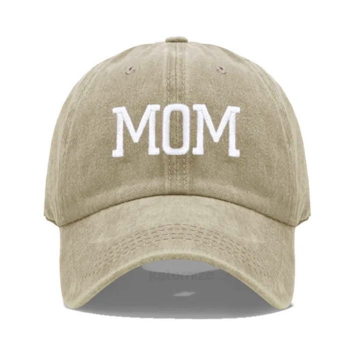 Wholesale Cotton Dad Mom Printed Baseball Cap Adjustable Curved Brim Retro Washed Everyday
