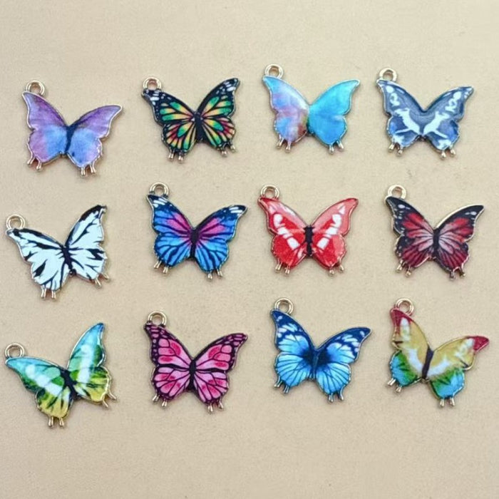 Wholesale 10 PCS DIY alloy enamel colorful butterfly single pendant charm