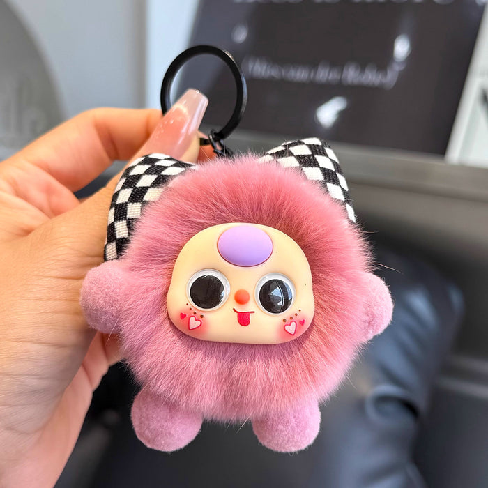 Wholesale Bowknot Small Coal Ball Fuzzy Keychain