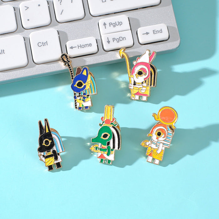 Wholesale Metal Electroplated Cartoon Egyptian Pharaoh Brooch Unisex Retro Pin Fashion Accessory For Bags Clothing Gifts