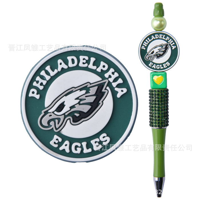 Wholesale 50pcs Rugby team series beads ballpoint pen beaded accessories fun stationery cartoon accessories detachable