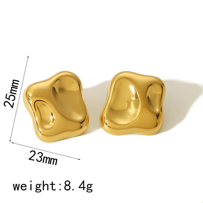 Wholesale Titanium steel geometric retro niche gold earrings