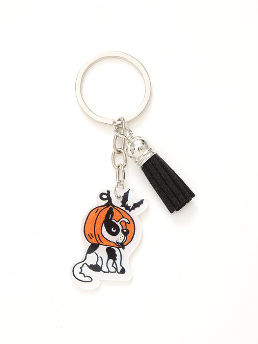 Wholesale Halloween Bat Pumpkin Head Witch Tassel Pendant Acrylic Keychain JDC-KC-YiTian017