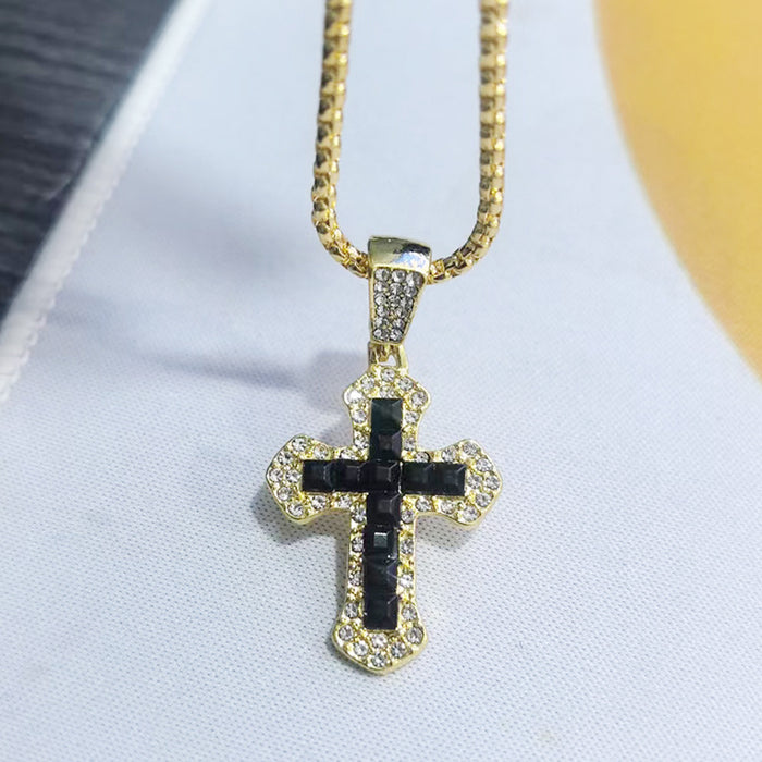 Wholesale Long necklace with Diamond-Accented Cross Pendant