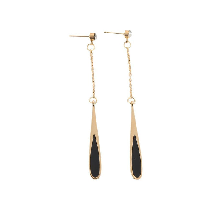 Wholesale Luxury earrings with high-end feel, niche design, fashionable creativity, oil dripping, versatile and long earrings