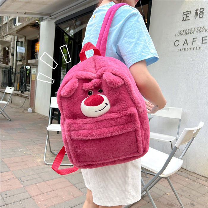 Wholesale Cartoon Cute Three-dimensional Bear Large Capacity Plush Backpack JDC-BP-ZeZ002