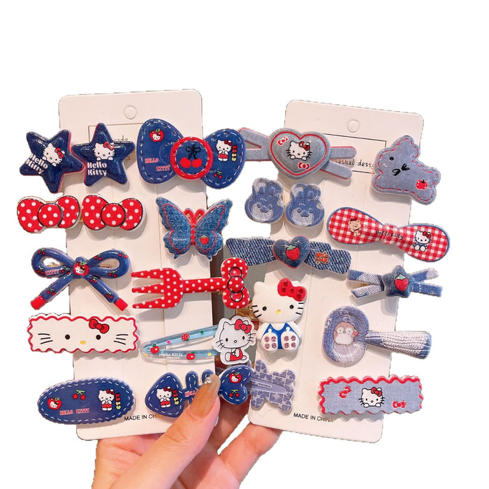 Wholesale Denim Girls'  Plaid Bow Hair Clip