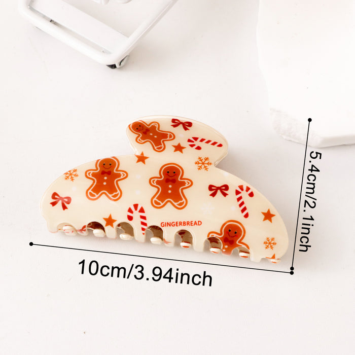 Wholesale PVC Claw Hair Clip Christmas Gingerbread Man Reindeer Women S Fashion Accessory