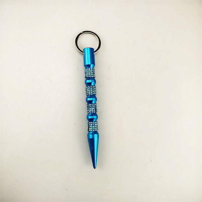 Wholesale Chic Rhinestone Self Defense Stick Keychain Black Alloy Fashion Jewelry Accessory Gift