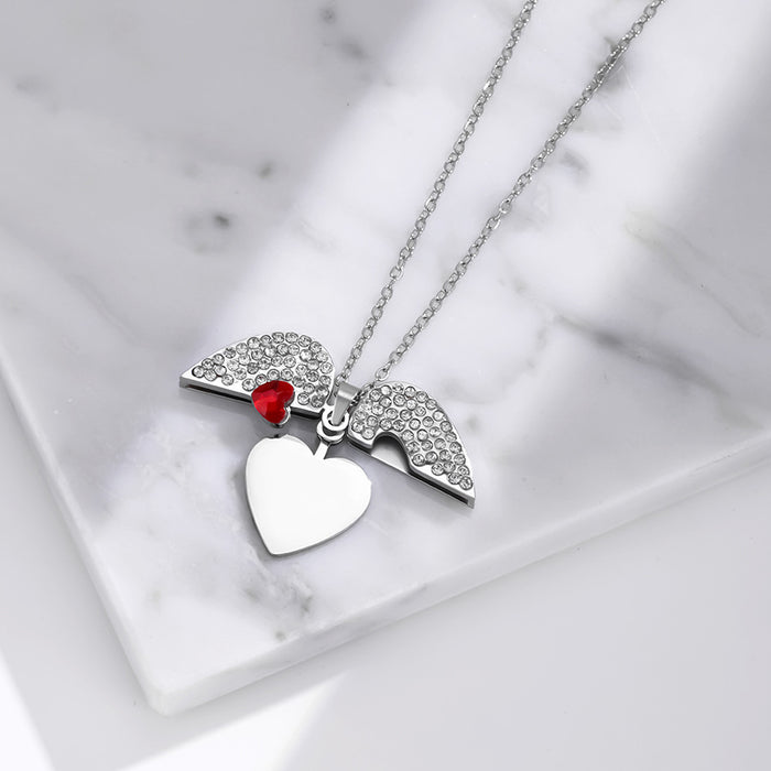 Wholesale Stainless Steel Heart Diamond Pendant Necklace Fashion Jewelry Accessory Boutique Resale