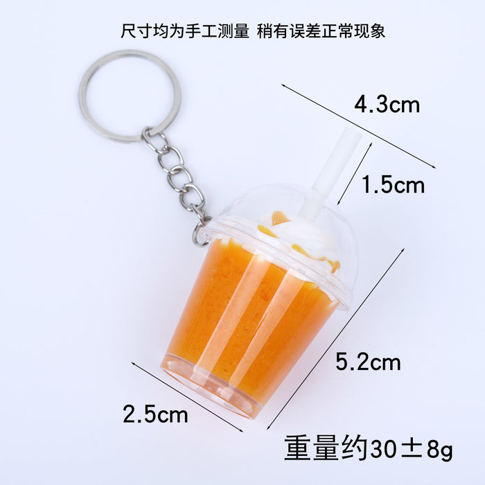 Wholesale Plastic Ice Cream Cup Keychain Pendant Simulated Dessert Style Bag Charm MOQ≥2