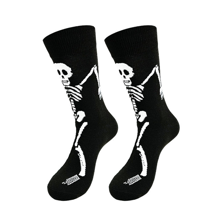 Wholesale  Skull Ghost Claw Cartoon Print Casual Socks Sweat-Absorbent Autumn and Winter Mid-Calf Socks Fun Socks