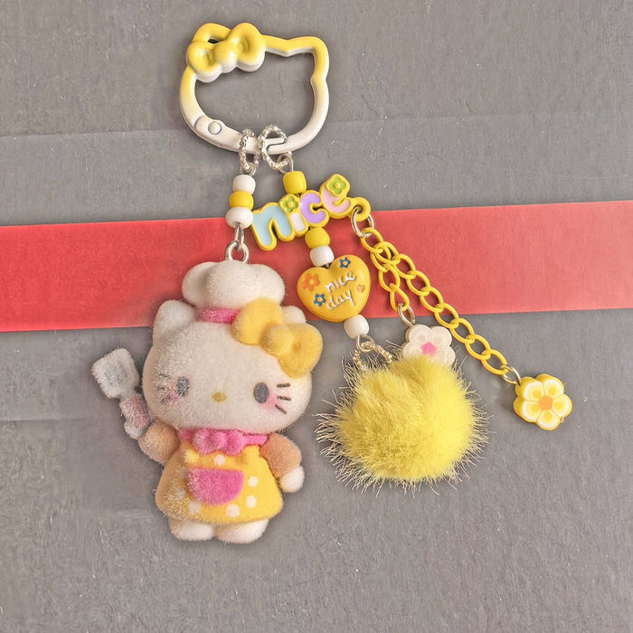 Wholesale Dopamine Style Cute Cat Ear Flocked Phone Charm Bag Keychain Pendant DIY Accessory