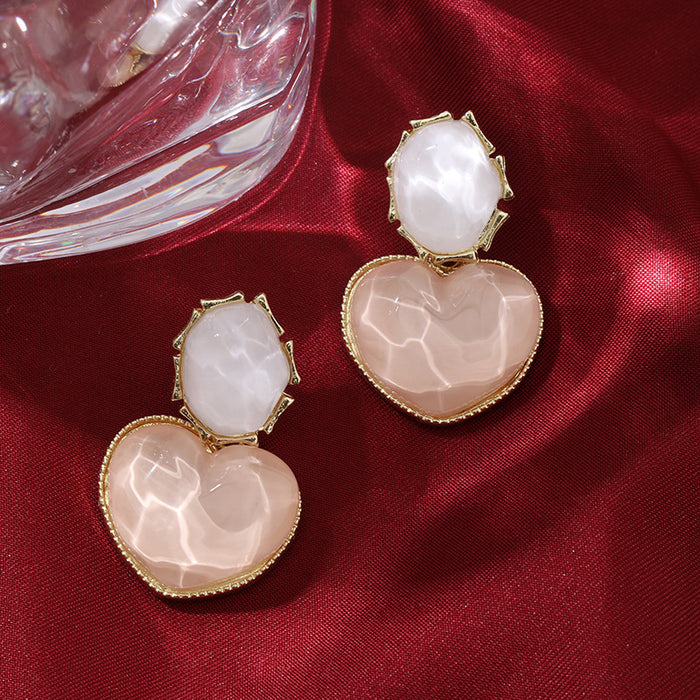 Wholesale Blue contrasting water ripple heart design earrings