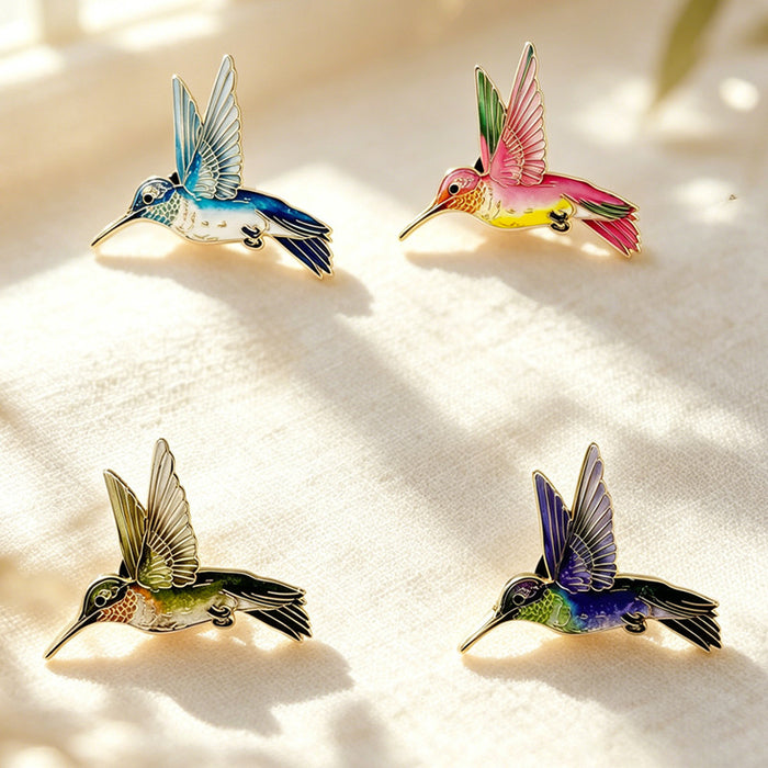 Wholesale Hummingbird Enamel Brooch Alloy Metal Retro Bird Pin For Suit Coat Fashion Accessory