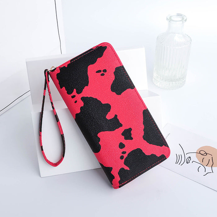 Wholesale Fashion Versatile Cow Pattern Women's Wallet PU Long Zipper Wallet Handbag Wallet Wallet Clip JDC-WT-QJR006