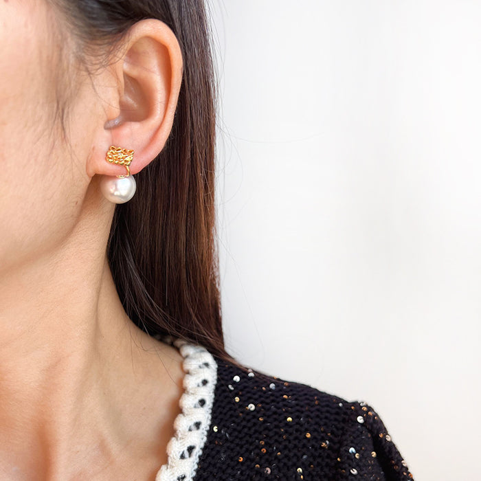 Wholesale Pearl Ear Clip Square Earrings Unique Earrings Gift