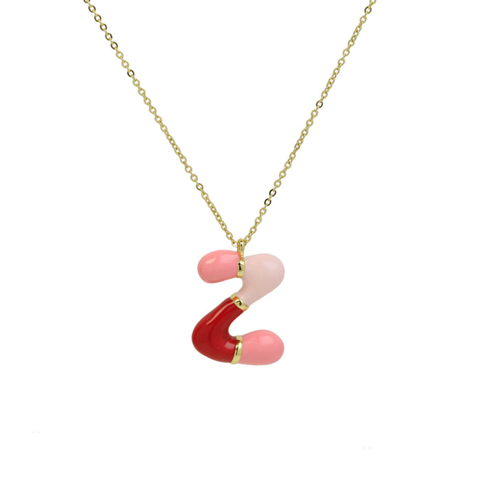 Wholesale 2PCS 18k Brass Drip Gel Capsule Colorful 26 English Letter Necklace JDC-NE-BaiYi009