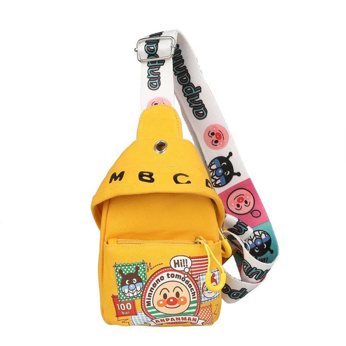 Wholesale Cartoon chest bag with printed texture canvas bag, single shoulder crossbody small bag