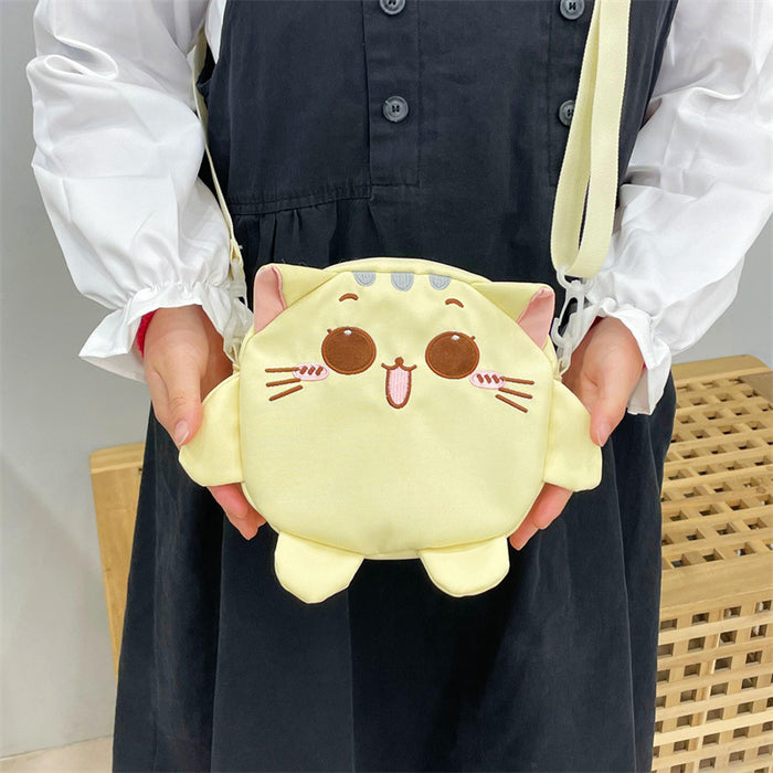 Wholesale Original Cute Versatile Cloth Bag with Small Cat Embroidery and Large Capacity Crossbody Bag