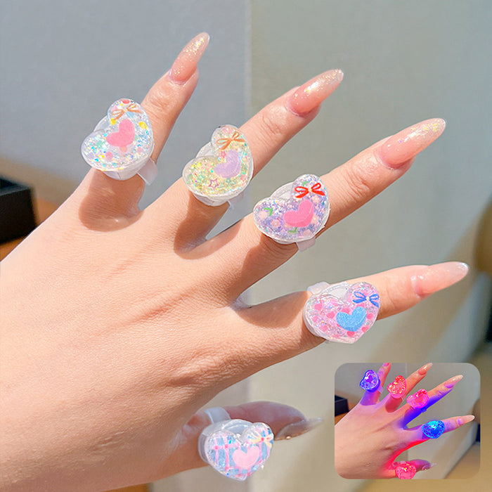 Wholesale Children' s Luminous Cartoon Ring Girls'  Birthday Gift Little Girl' s Cute Jewelry Ring Jewelry
