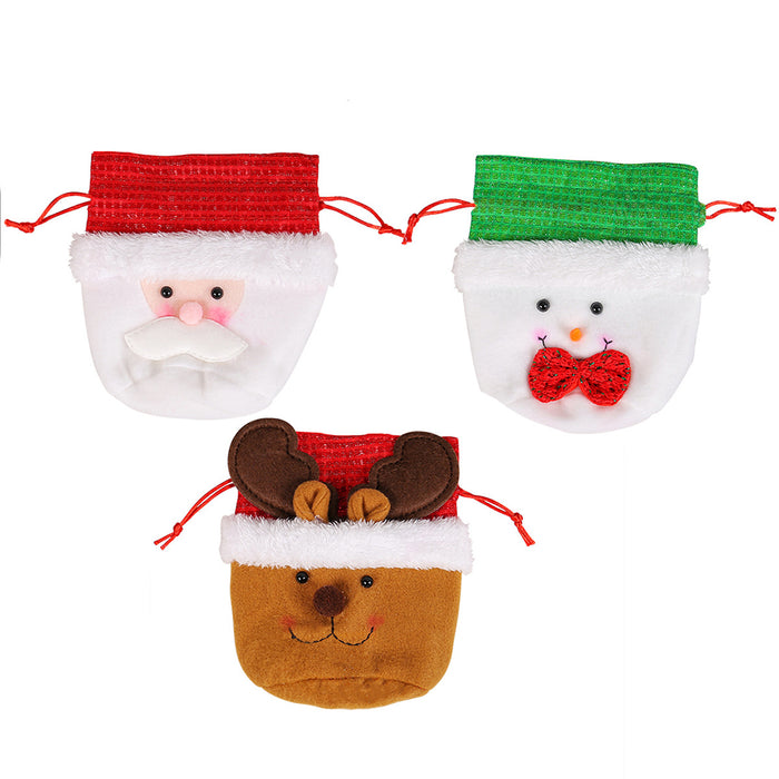 Wholesale Christmas Decoration Supplies Linen Drawstring Pocket Apple Old Man Candy Children' s Gift Christmas Tree
