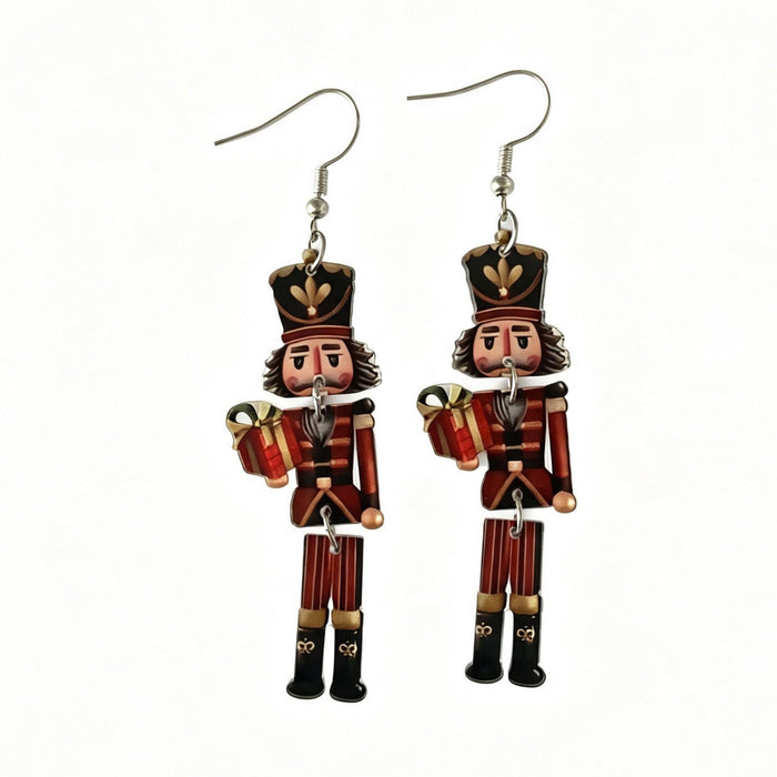 Wholesale Trendy Nutcracker Christmas Soldier Acrylic Earrings 3 Piece Set Holiday Jewelry Accessory