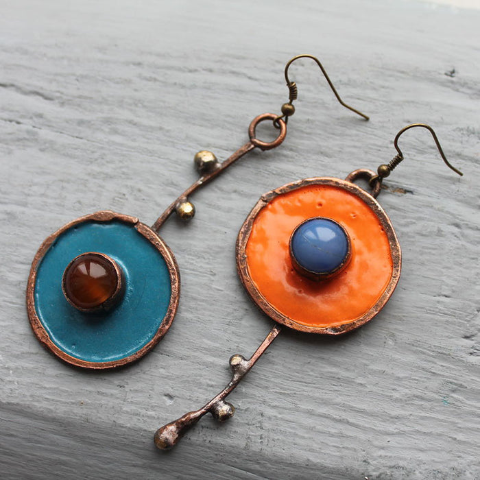 Wholesale Asymmetrical Graffiti-Style Antique Copper Earrings
