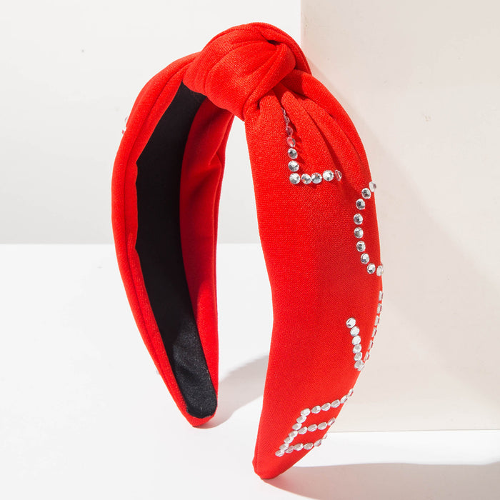 Wholesale Valentine' s Day pearl-embellished " LOVE"  letter knot headband