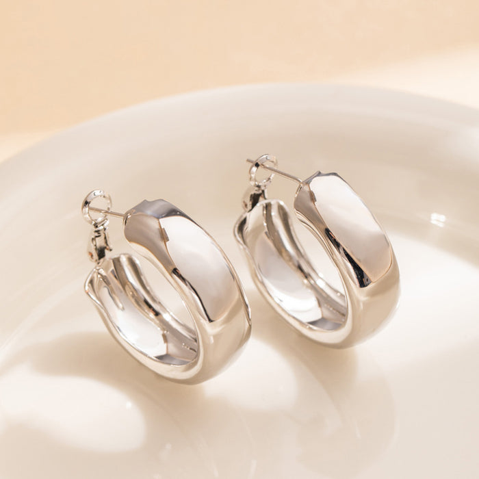 Wholesale New style exaggerated large circle earrings, light luxury, high-end, niche, shiny silver earrings for women