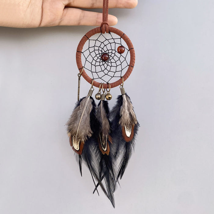 Wholesale Retro Style Dream Catcher Car Hanging Ornament Feathers Black Decorative Gift MOQ≥2