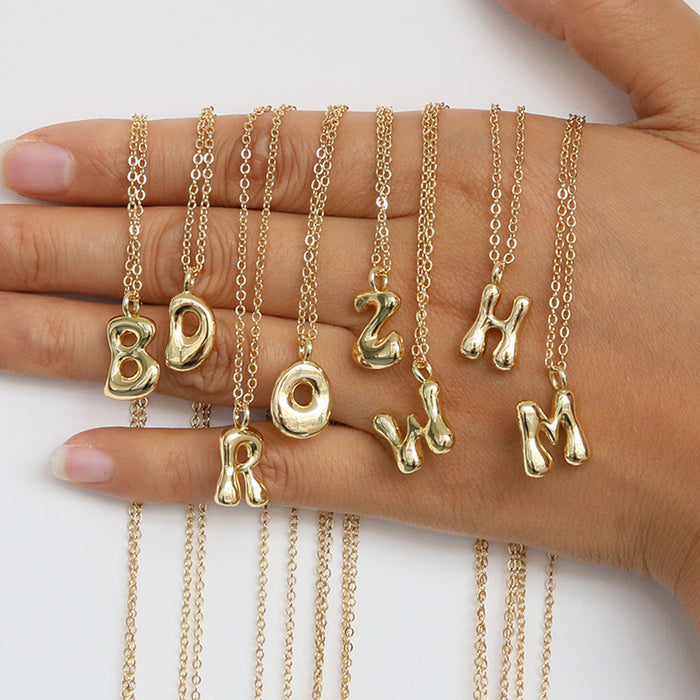 Wholesale 18k Brass Glossy Balloon 26 English Letters Necklace JDC-NE-BaiYi005