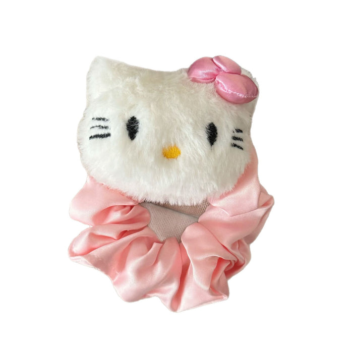 Wholesale Pink bow tie plush cat hair ring cute sweet girl ponytail hair rope hair accessories