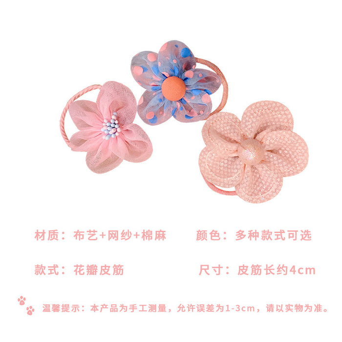Wholesale Mesh lace children' s hair ring head rope rubber band set flower cartoon cute treasure hair accessories do not hurt hair
