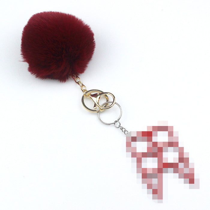 Wholesale 8cm Wool Ball Multifunctional Alloy Keychain 2-piece Set JDC-KC-TouMS073