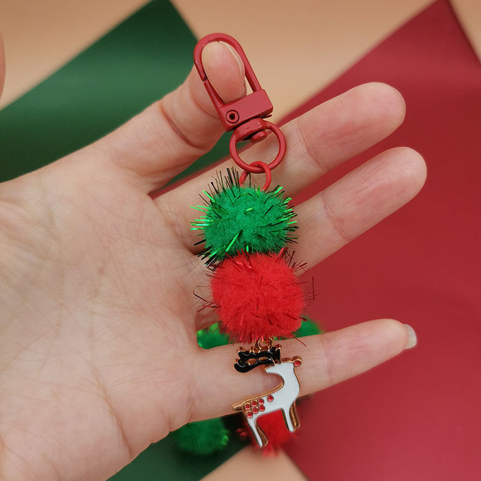 Wholesale Christmas Mobile Phone Pendant Cute  Bag Pendant Snowflake Christmas Tree Keychain Hanging Chain