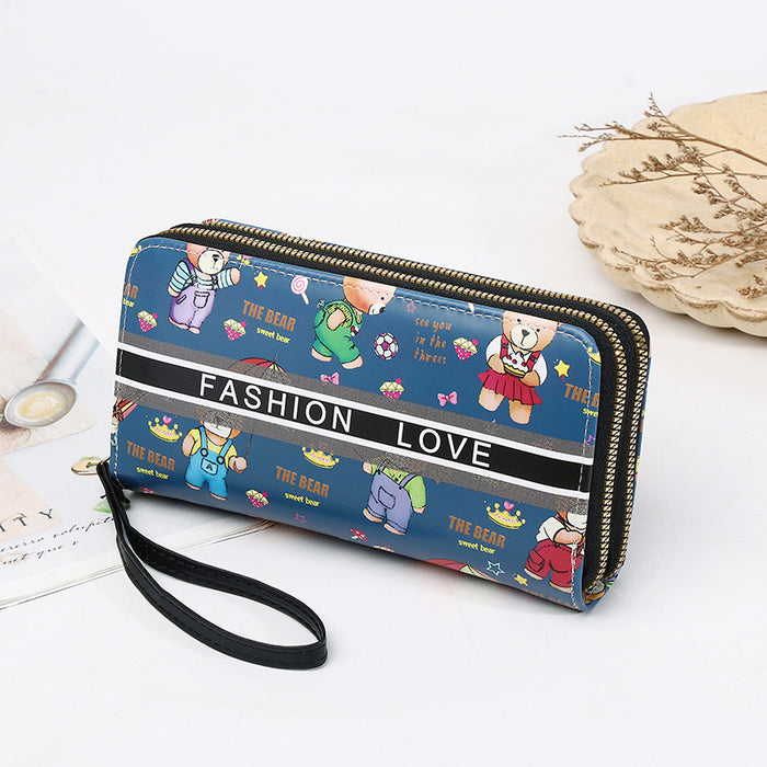 Wholesale   Double Zipper Wallet Women's Cartoon Handheld  Bag Coin Purse